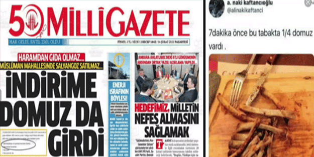 "Domuz eti indirime girdi" diyen Milli Gazete'ye hatırlatma