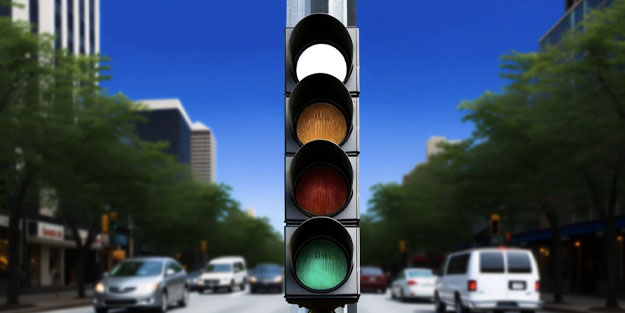 Dört renkli trafik ışığı