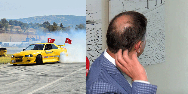 Drift yapan belediye başkanının başına gelmeyen kalmadı! Önce saçı yandı sonra...