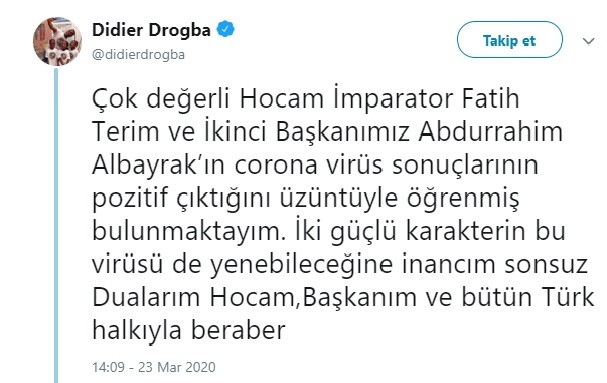 Drogba’dan Fatih Terim’e geçmiş olsun mesajı 