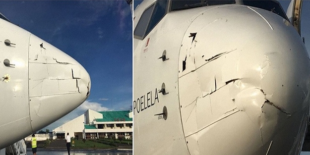 Drone, çarptığı uçağı bu hale getirdi