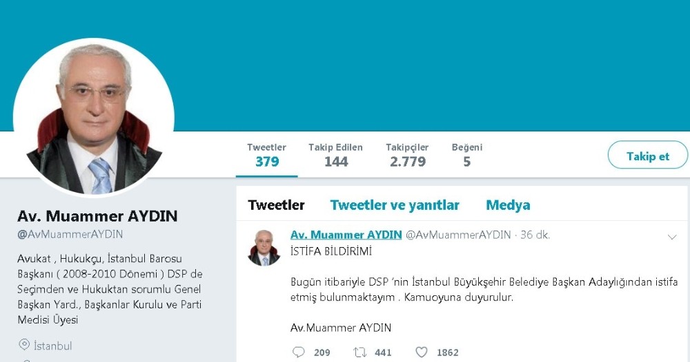 DSP adayı İstanbul Büyükşehir Belediyesi seçiminden çekildi 