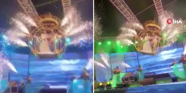 Düğünde gösteriş uğruna canlarından oluyorlardı! Gelin ve damat metrelerce yüksekten yere çakıldı