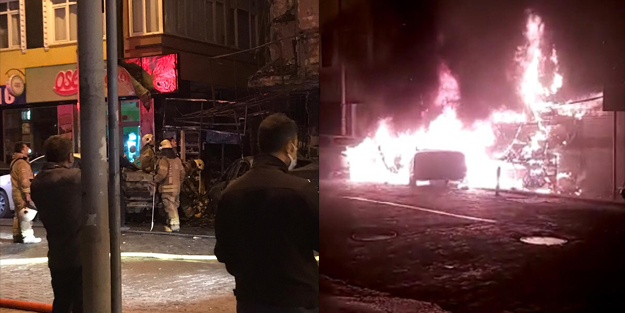 Dükkana dalan araç alev topuna döndü