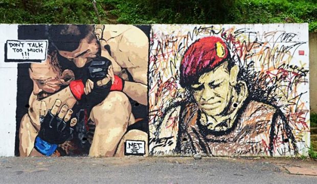 Dünya bu grafitiyi konuşuyor! Bir yanda Ömer Halisdemir bir yanda Khabib