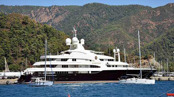 Dünyanın en büyük 100 yatı arasında yer alan 'Sarafsa' Marmaris'te