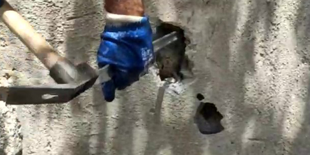 Duvardaki delikte sıkışmış halde bulundu! Ekipler kurtardı