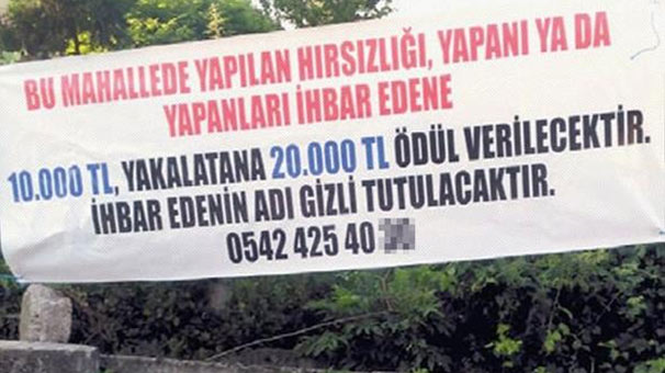 Düzce'de 80 bin TL'si çalındı, bu pankartı astı