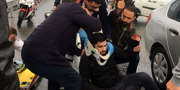 E-5'te feci kaza! Sürücünün parmağı koptu