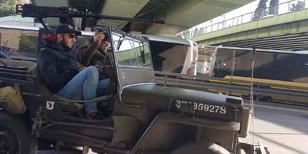 E-5'te şaşırtan görüntü! Uçaksavarla gittiler