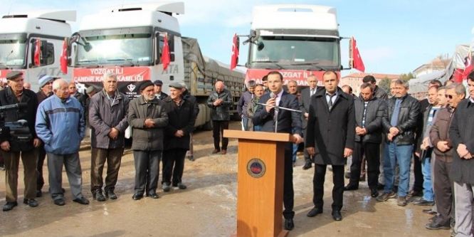 Halep’e 5 TIR yardım malzemesi gönderildi