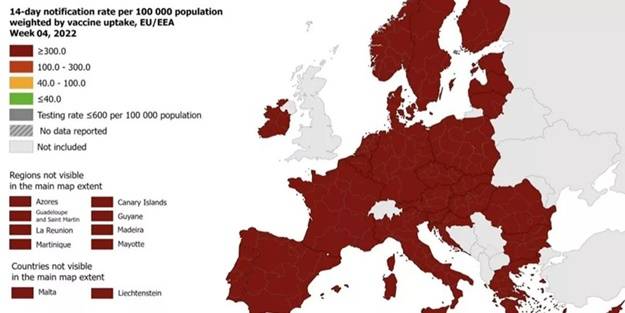 ECDC paylaştı! Avrupa haritası koyu kırmızıya boyandı