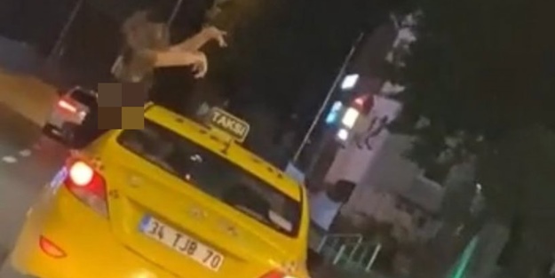 Edepsiz kadın, canını ve trafiği tehlikeye attı