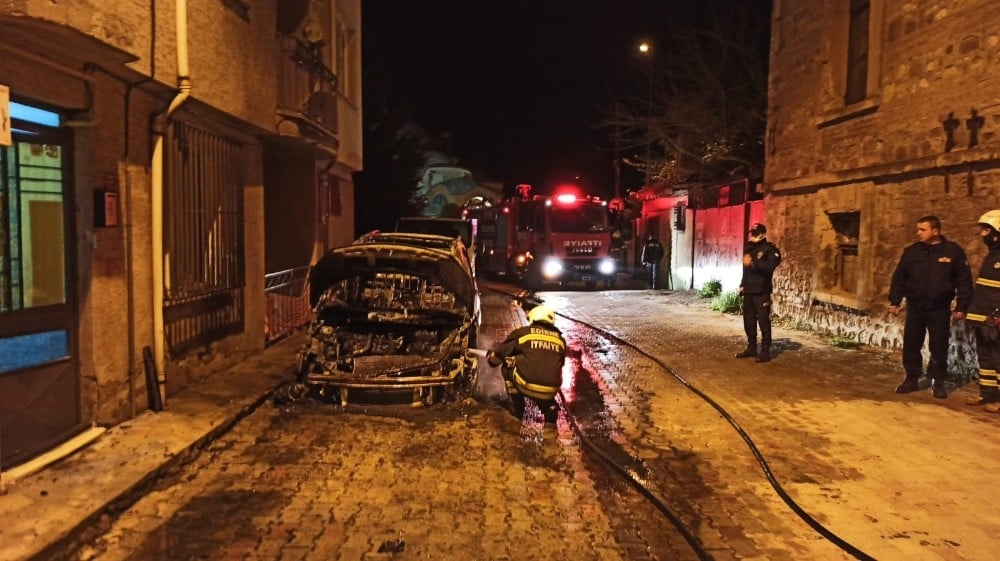 Edirne’de araç yangını 