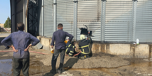 Edirne'de ayçiçeği kurutma silolarında yangın