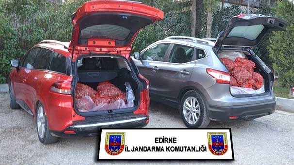 Edirne'de jandarmanın durdurduğu iki otomobilde kaçak midye ele geçirildi