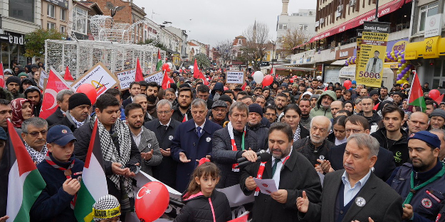 Edirneliler Filistin için sokaklara döküldü