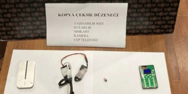Ehliyet sınavında kopya düzeneğiyle yakalandı