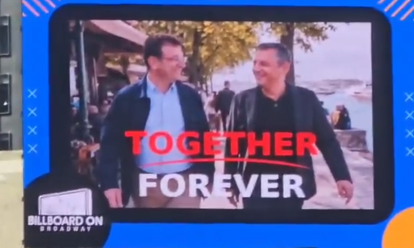 Ekrem İmamoğlu ve Özgür Özel reklamı New York'ta Times Square meydanında! Bağışların nereye gittiği belli oldu