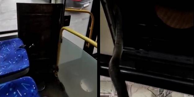 Ekrem sayesinde artık otobüs bile güvenli değil... Dikkat! İETT’de kafanıza parça düşebilir