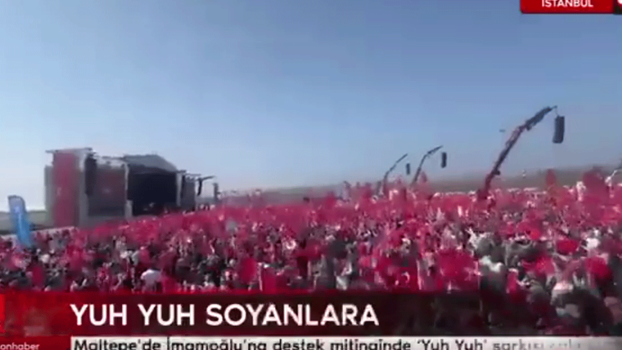 Ekrem’e göndermede bulunsalar ancak bu kadar olurdu! Çalanları savunan mitinge ‘yuh yuh soyanlara’ şarkısı