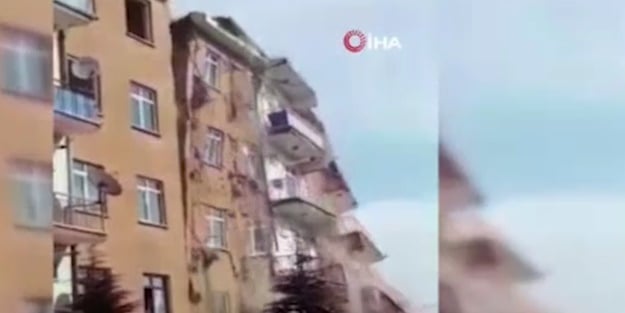 Elazığ'da 6 katlı bina bugünkü depremde böyle yıkıldı