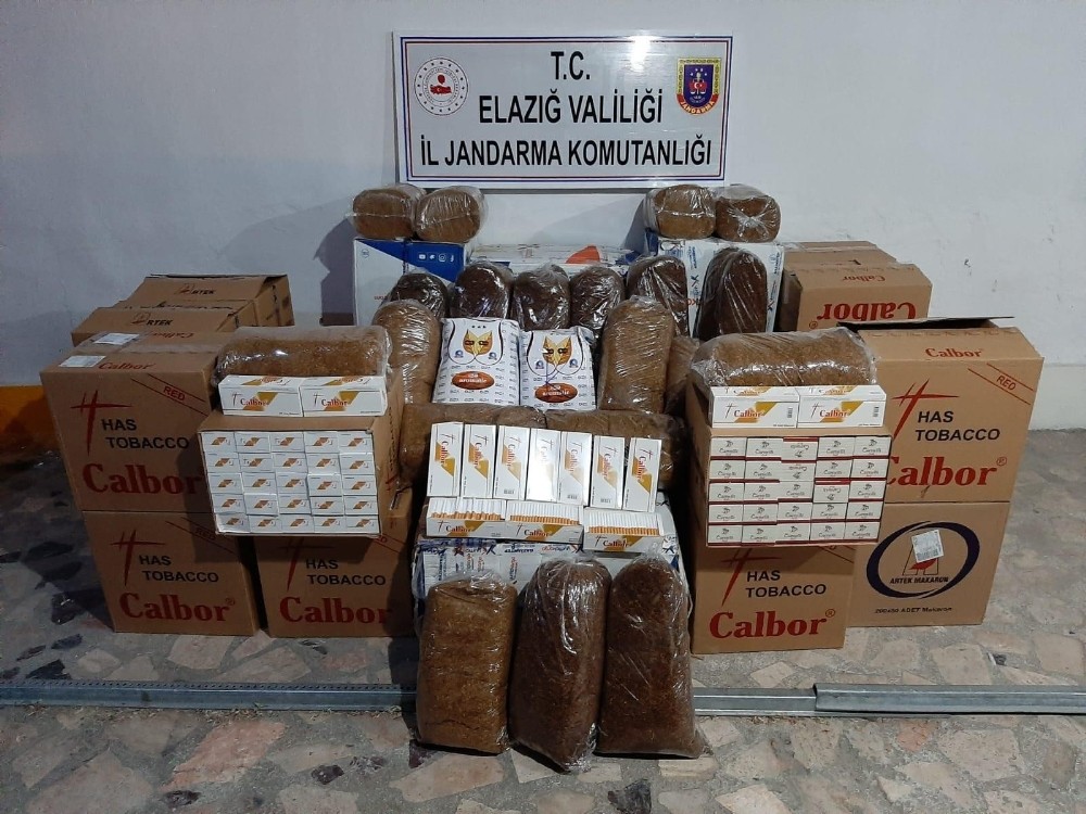 Elazığ’da 750 kilo tütün ile 200 bin adet makaron ele geçirildi 