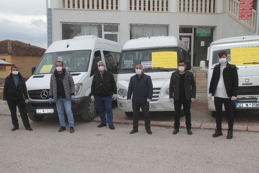 Elazığ’da minibüsçülerden,sağlık çalışanlarına destek 