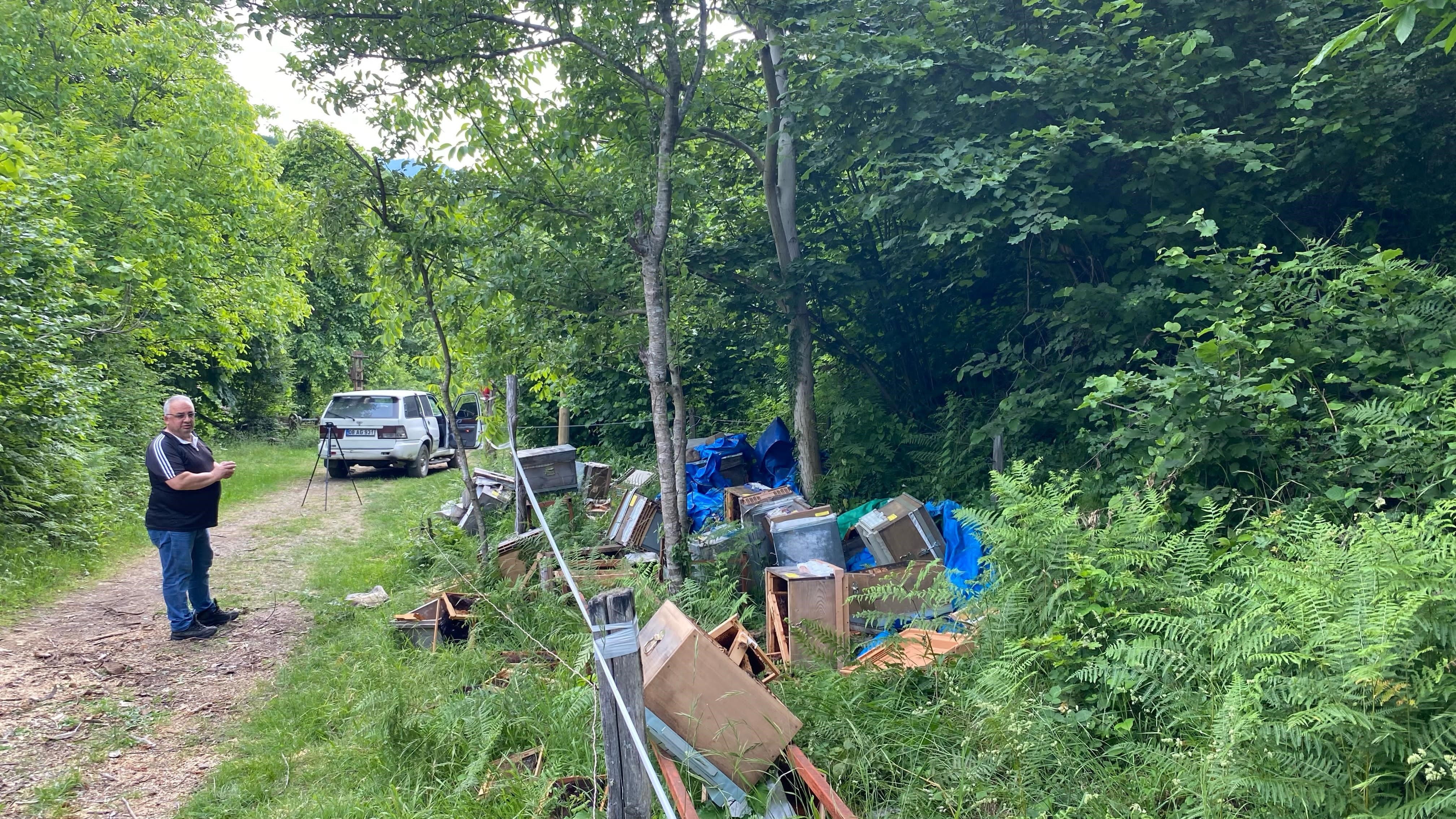 Elektirkli çiti aştı! Bal kovanlarını parçaladı