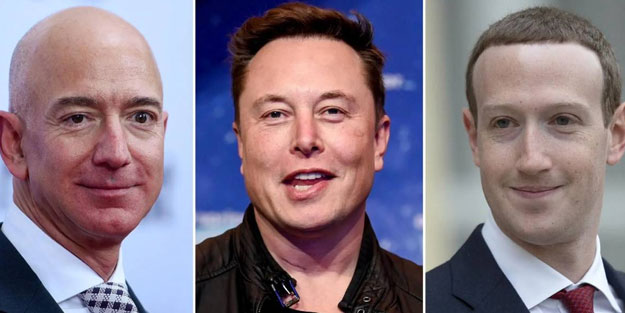 Elon Musk, Mark Zuckerberg ve Jeff Bezos'un servetleri eridi