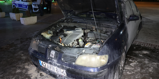 Emanet aldığı araçla önce kaza yaptı, ardından araçta yangın çıktı