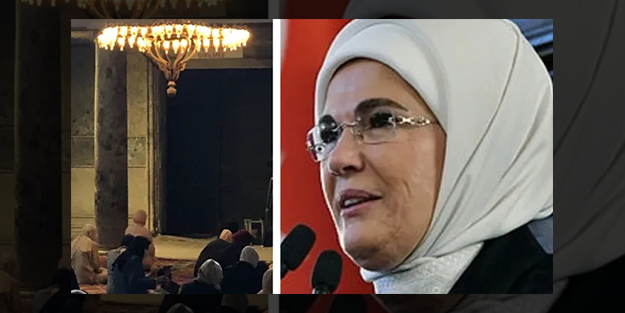 Emine Erdoğan Ayasofya'nın kadınlar mahfilinde namaz kıldı