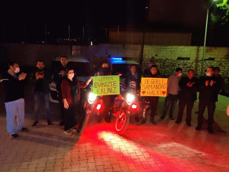 Emniyetten sağlıkçılara ’alkışlı ve sirenli’ destek 