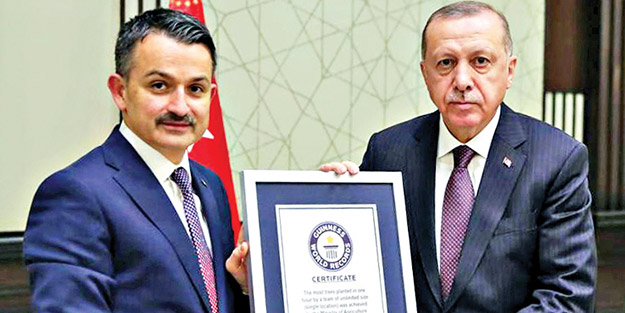 “En fazla fidan dikme rekoru” belgesi Cumhurbaşkanı Erdoğan’a takdim edildi