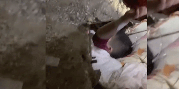 Enkaz altındaki çocuk ekiplere böyle kızdı