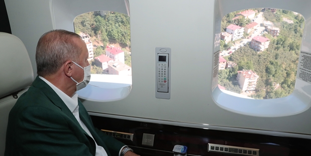 Erdoğan Giresun'da! Sel bölgesini havadan inceledi