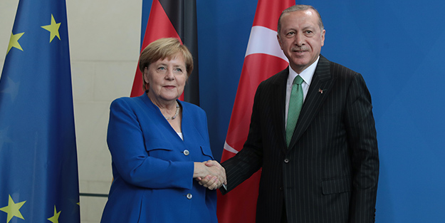 Erdoğan-Merkel görüşmesinden kareler...