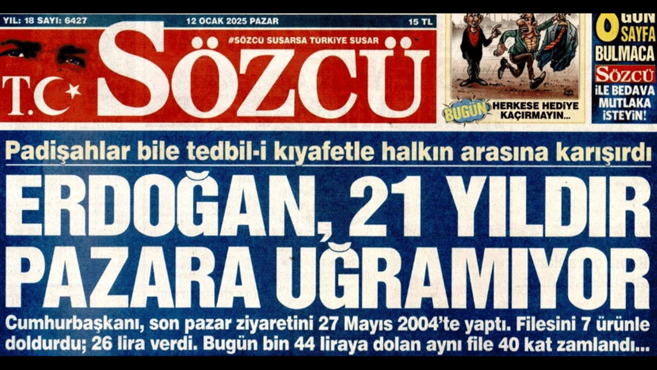 ‘Erdoğan pazara uğramıyor’ demiş Sözcü… 21 yıl önceki pazar poşeti ve bugünkü ile kıyas!