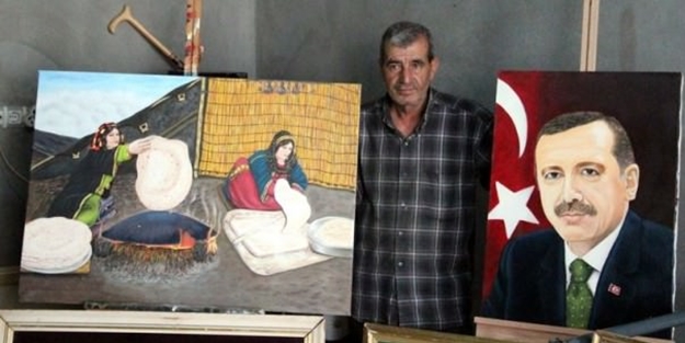 Erdoğan sevgisini tuvale taşıdı