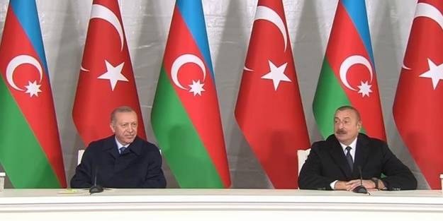 Erdoğan ve Aliyev'den ortak basın toplantısı! 