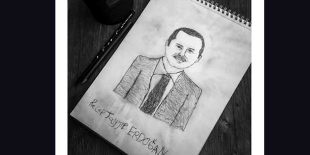 Erdoğan’a çizip twitter’dan paylaşınca…