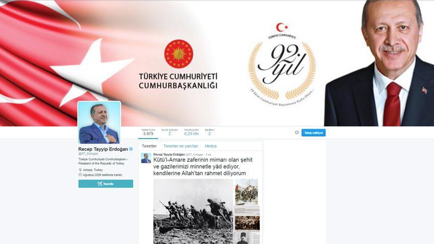 Erdoğan'dan 19.16'da Kut'ül Amare mesajı