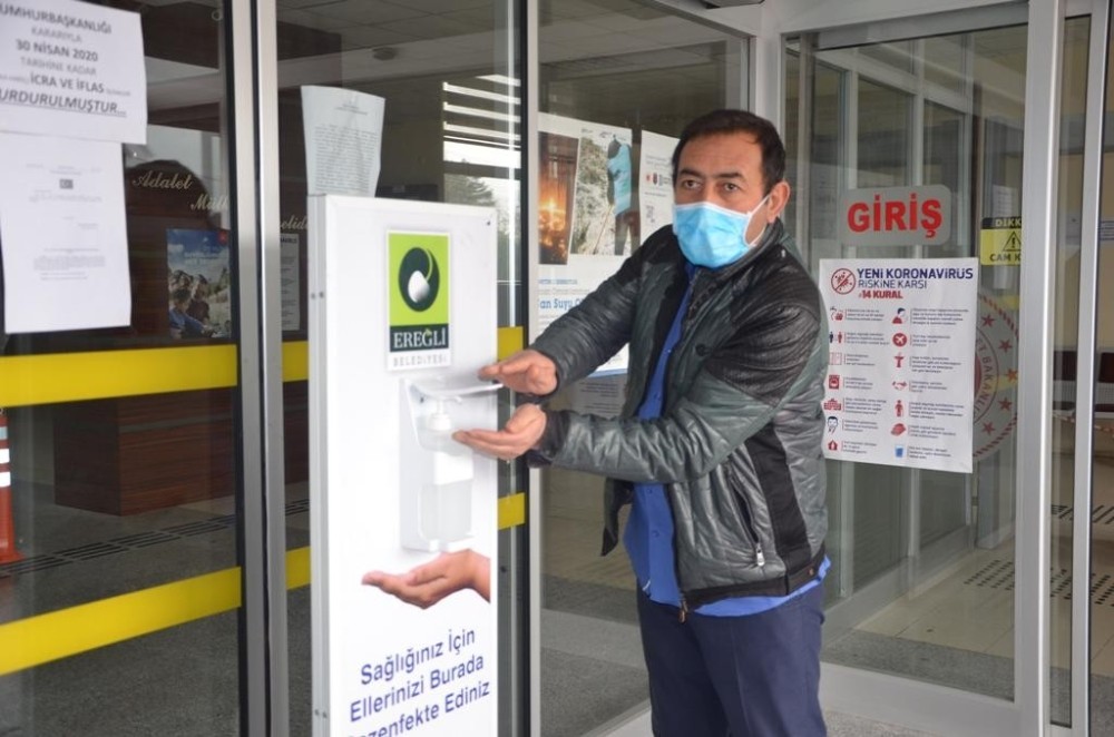 Ereğli’de dezenfektan platformları kuruldu 
