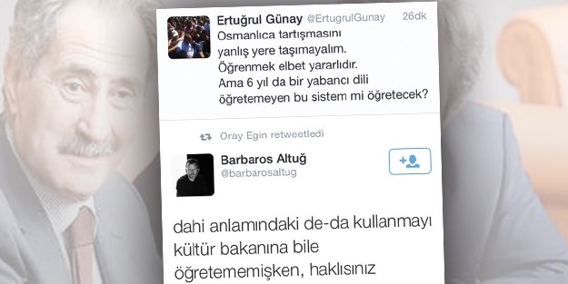 Ertuğrul Günay'a Osmanlıca kapağı