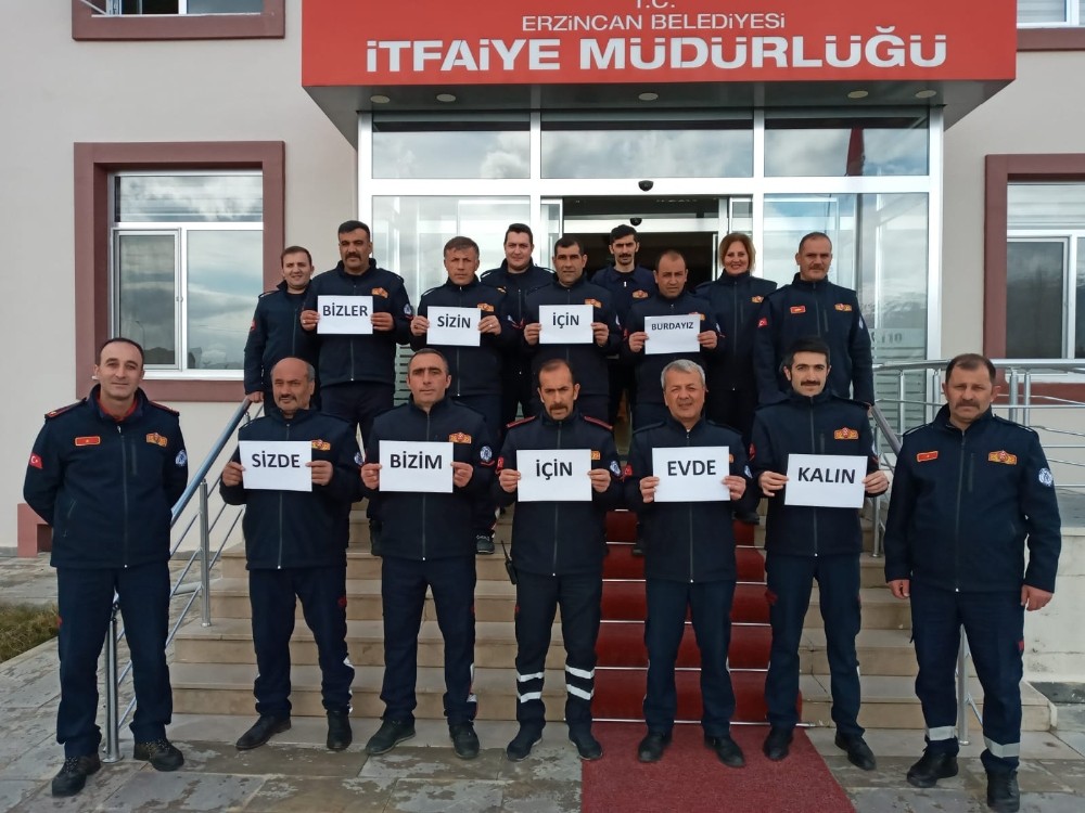 Erzincan itfaiyesinden ‘Evde kal’ mesajı 