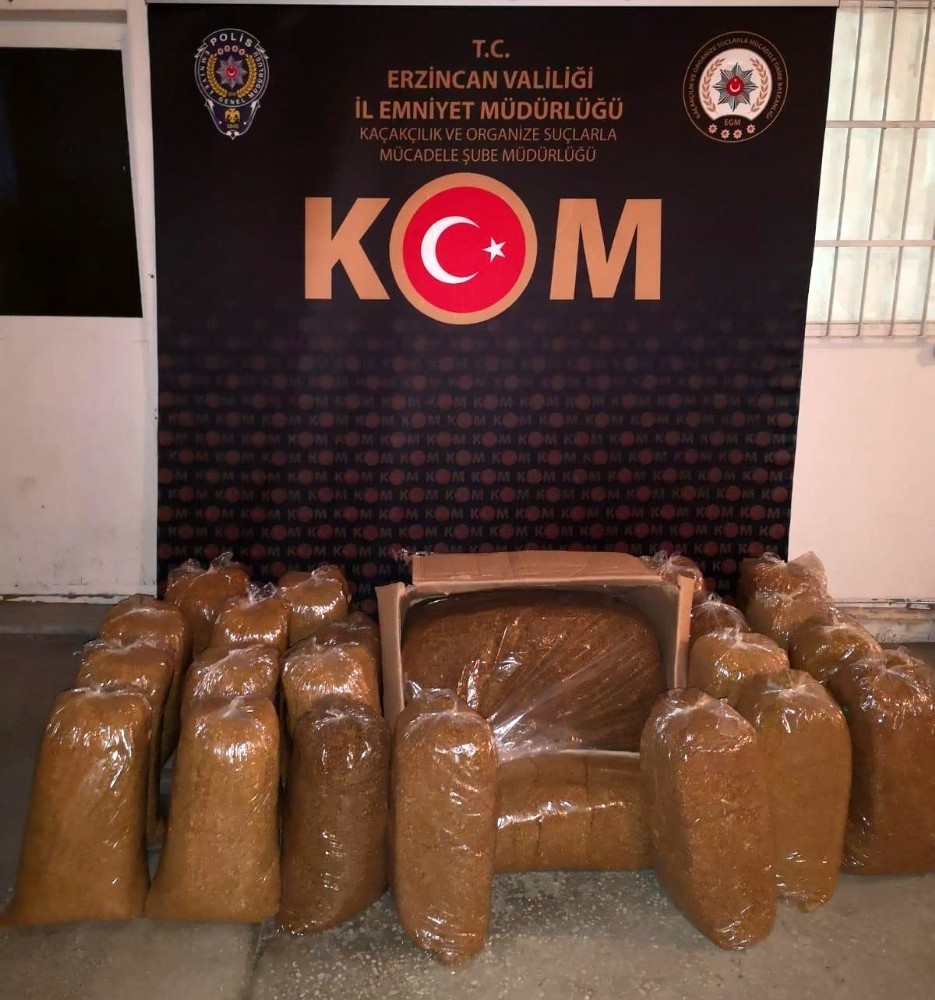 Erzincan’da 185 kilogram kaçak tütün ele geçirildi 