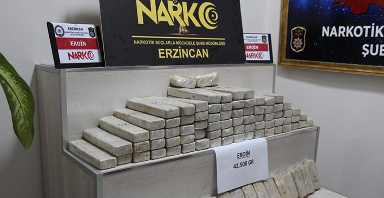 Erzincan'daki operasyonda 42 kilo 500 gram eroin yakalandı