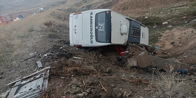 Erzurum'da feci kaza! Otobüs şarampole yuvarlandı