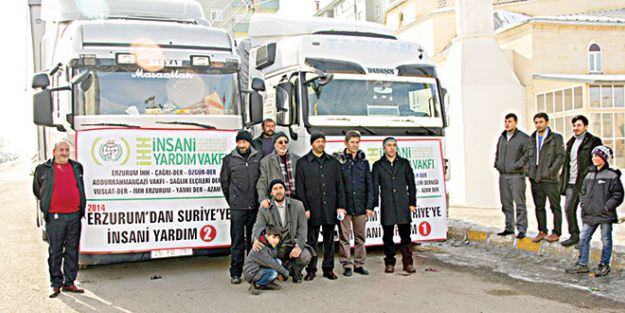 Erzurum’dan Suriye’ye 2 TIR yardım
