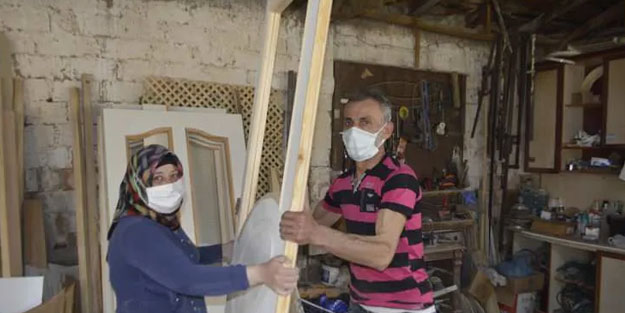 Eşine yardım etmek için kolları sıvayınca usta oldu